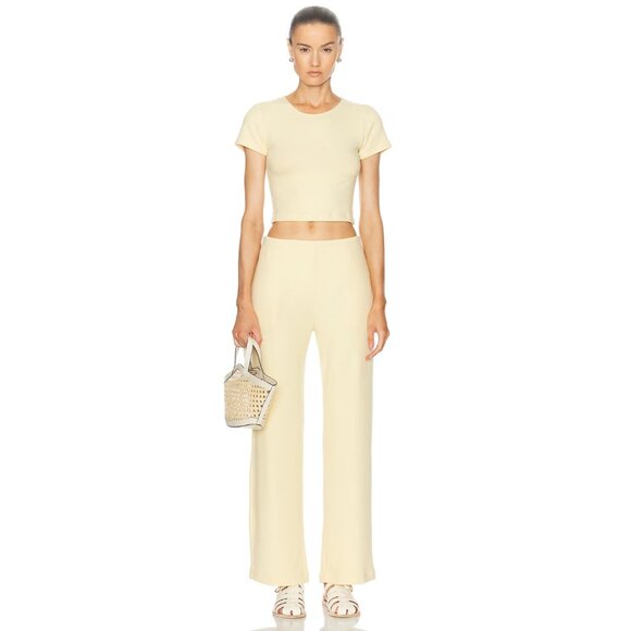 LESET Lauren Crop Slim Fit Tee Chamomile Yellow Short Sleeve - Picture 4 of 4